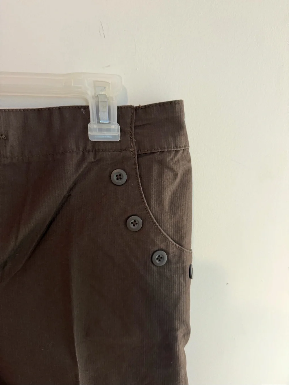 Joseph Men's Brown Flat-Front Shorts with Button Accents